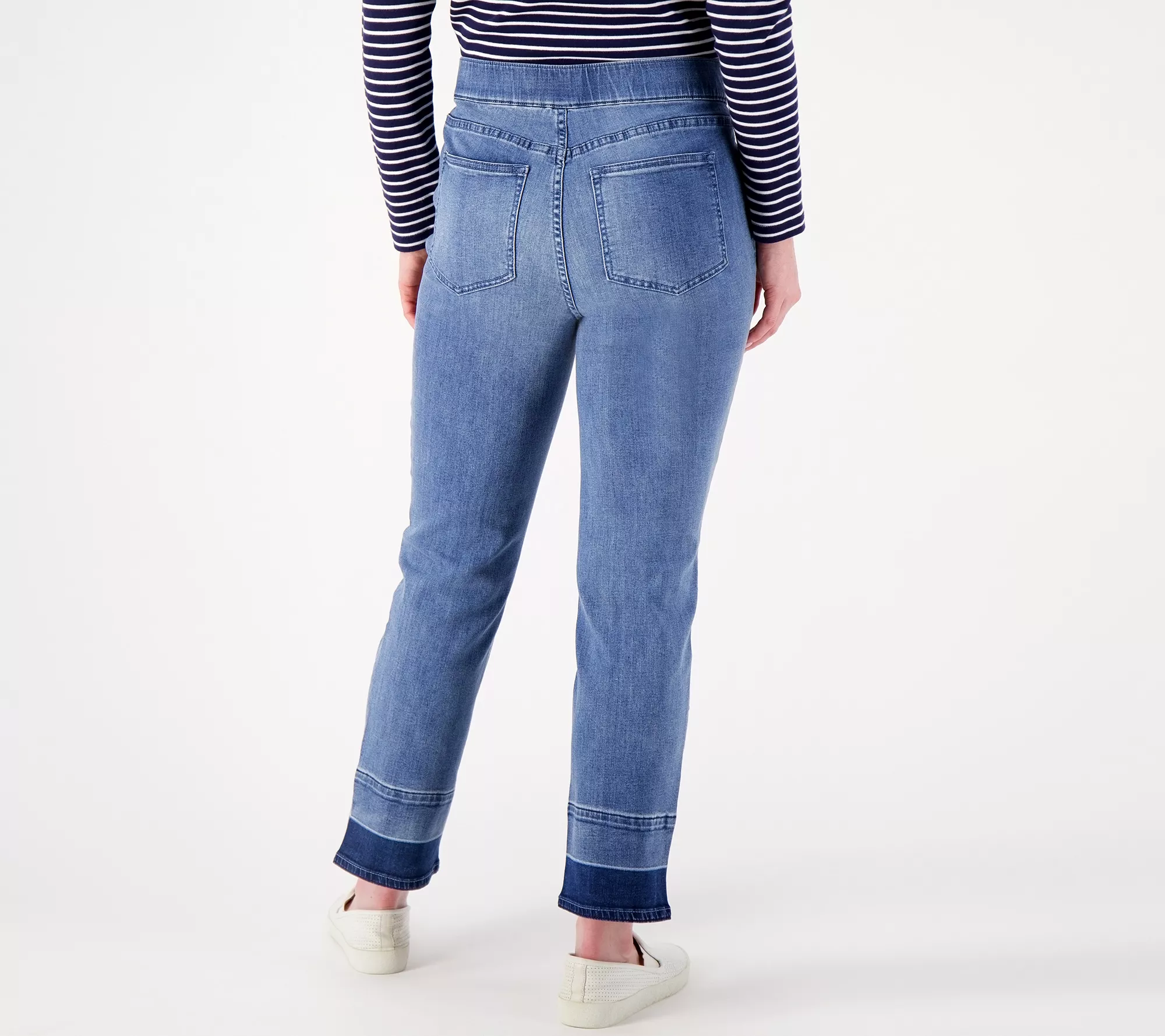 "As Is" Isaac Mizrahi Live Regular Indigo Denim Pull On Ankle Jeans