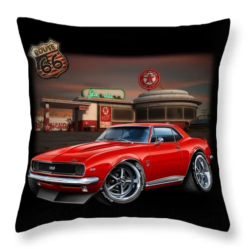 67 Camaro Muscle Car - Throw Pillow