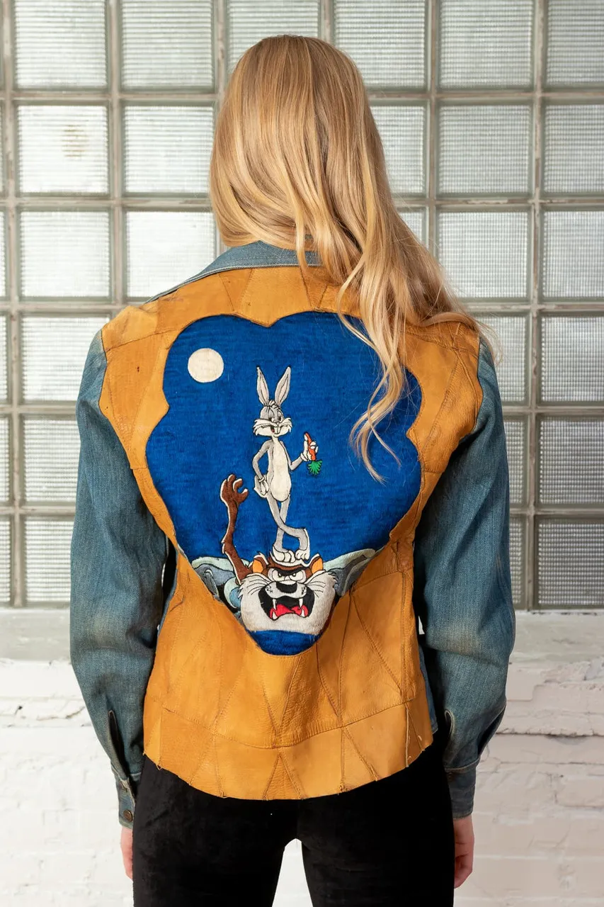 70s Antonio Guiseppe Looney Tunes Jacket w/ Taz and Bugs Bunny Embroidery