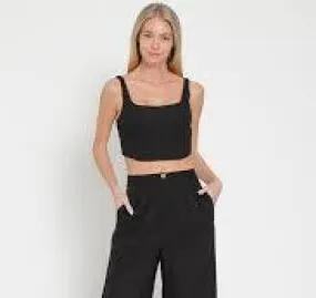 Aakaa Sleeveless Corset Top And High Waisted Long Pants Set