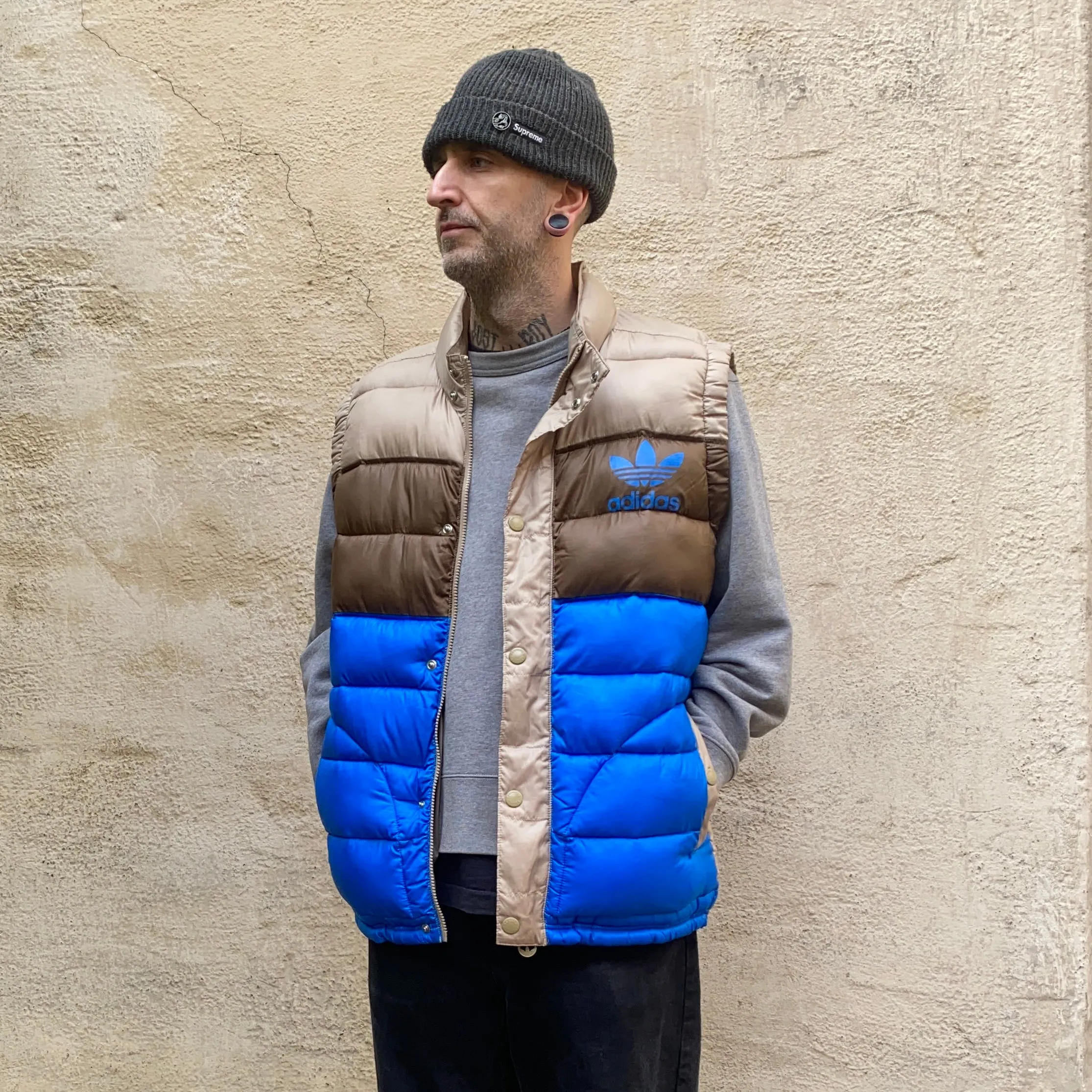 Adidas Padded Vest Blue Brown Sample