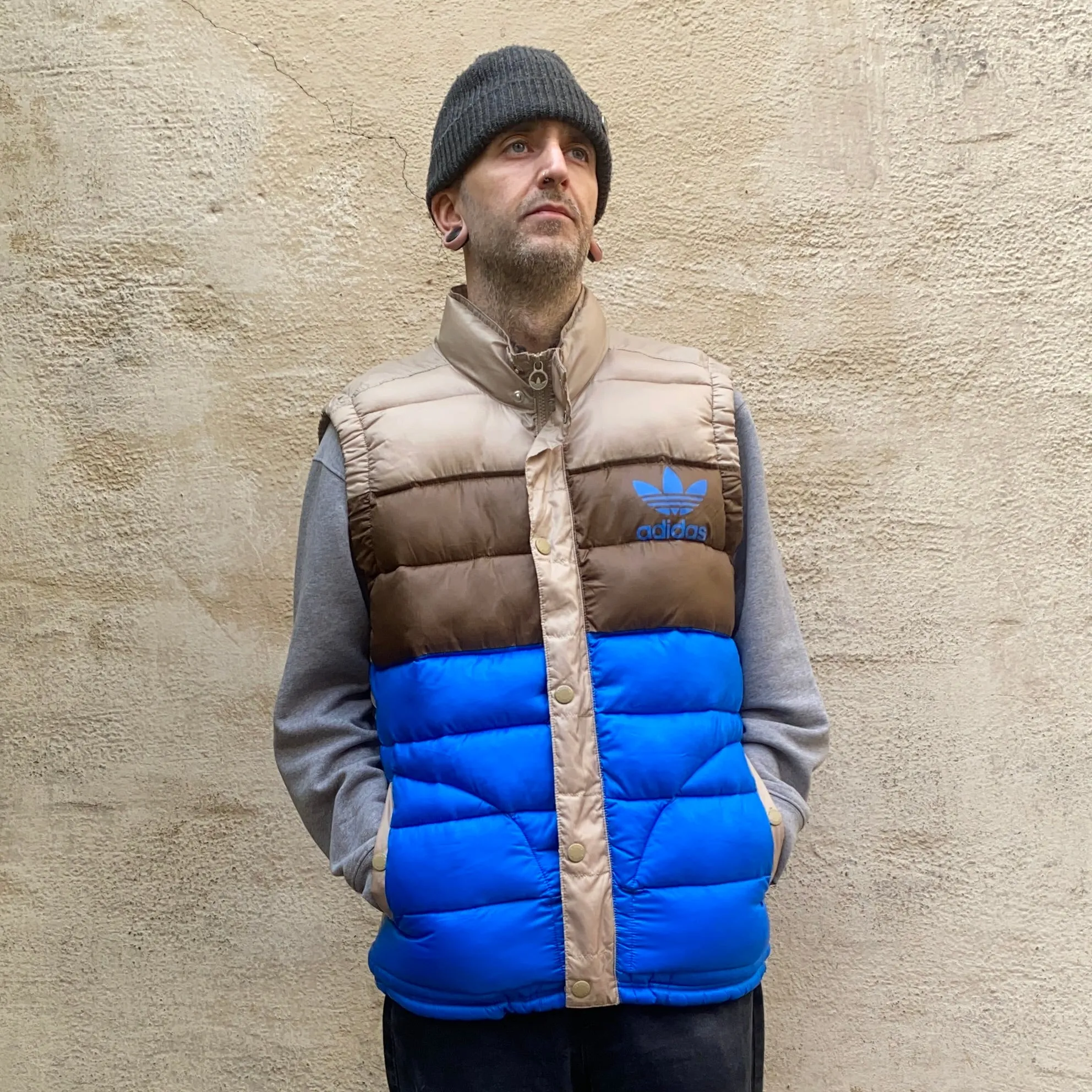 Adidas Padded Vest Blue Brown Sample