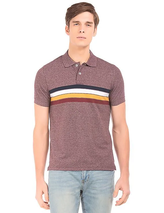 Aeropostale Striped Heathered Polo Shirt