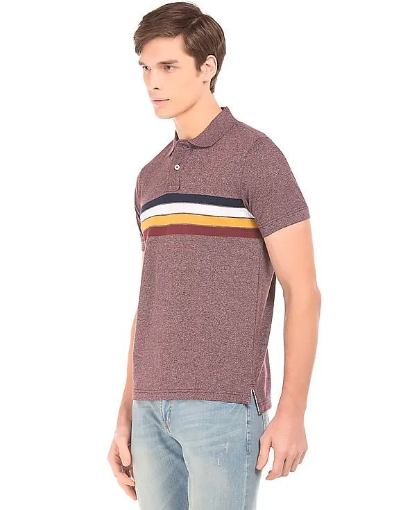 Aeropostale Striped Heathered Polo Shirt