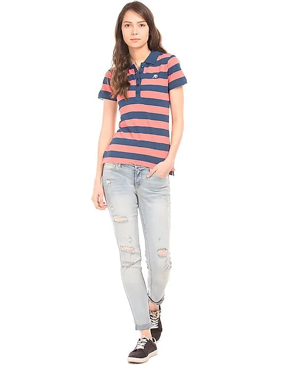 Aeropostale Striped Pique Polo Shirt