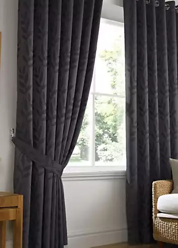 Alan Symonds Tivoli Jacquard Lined Pair of Ring Top Eyelet Curtains | Kaleidoscope