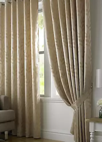 Alan Symonds Tivoli Jacquard Lined Pair of Ring Top Eyelet Curtains | Kaleidoscope