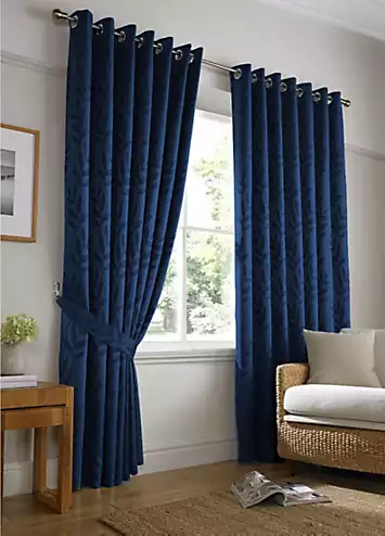 Alan Symonds Tivoli Jacquard Lined Pair of Ring Top Eyelet Curtains | Kaleidoscope