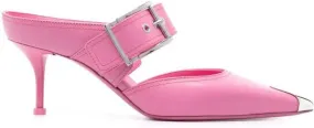 Alexander McQueen 75mm metallic toe-cap detail mules Pink