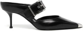 Alexander McQueen Punk Buckle 40mm leather mules Black