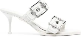 Alexander McQueen Punk double-buckle leather mules White