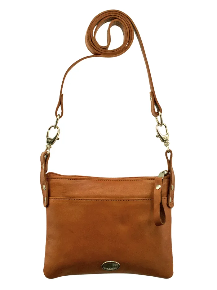 American West 6415884 Ladies Friendship Arrows Trail Rider Hip Crossbody Bag Natural Tan