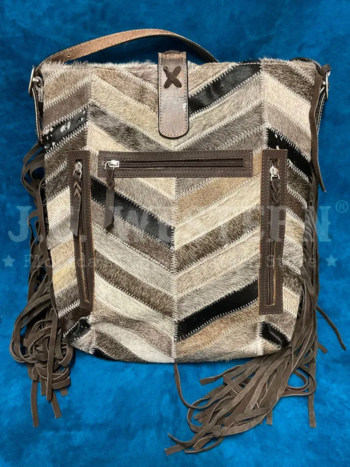 Angel Ranch D330003002 Ladies Large Crossbody Chevron Collection Bag Brown