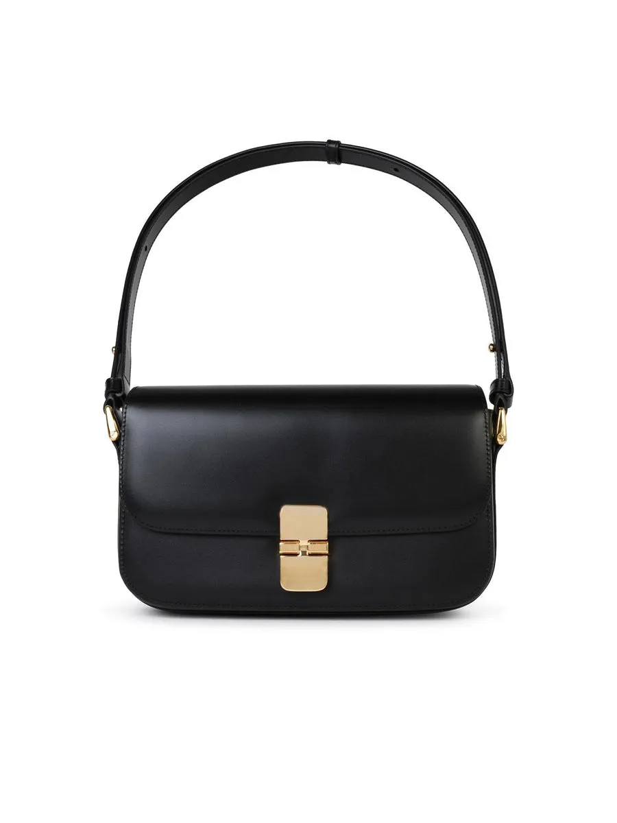 A.P.C.    A.P.C. 'Grace Bguette' Black Smooth Lear Crossbody Bag