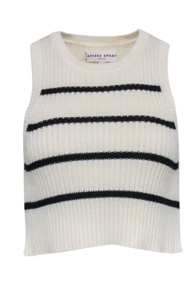 Apiece Apart - Cream & Black Stripe Knit Sleeveless Top Sz M