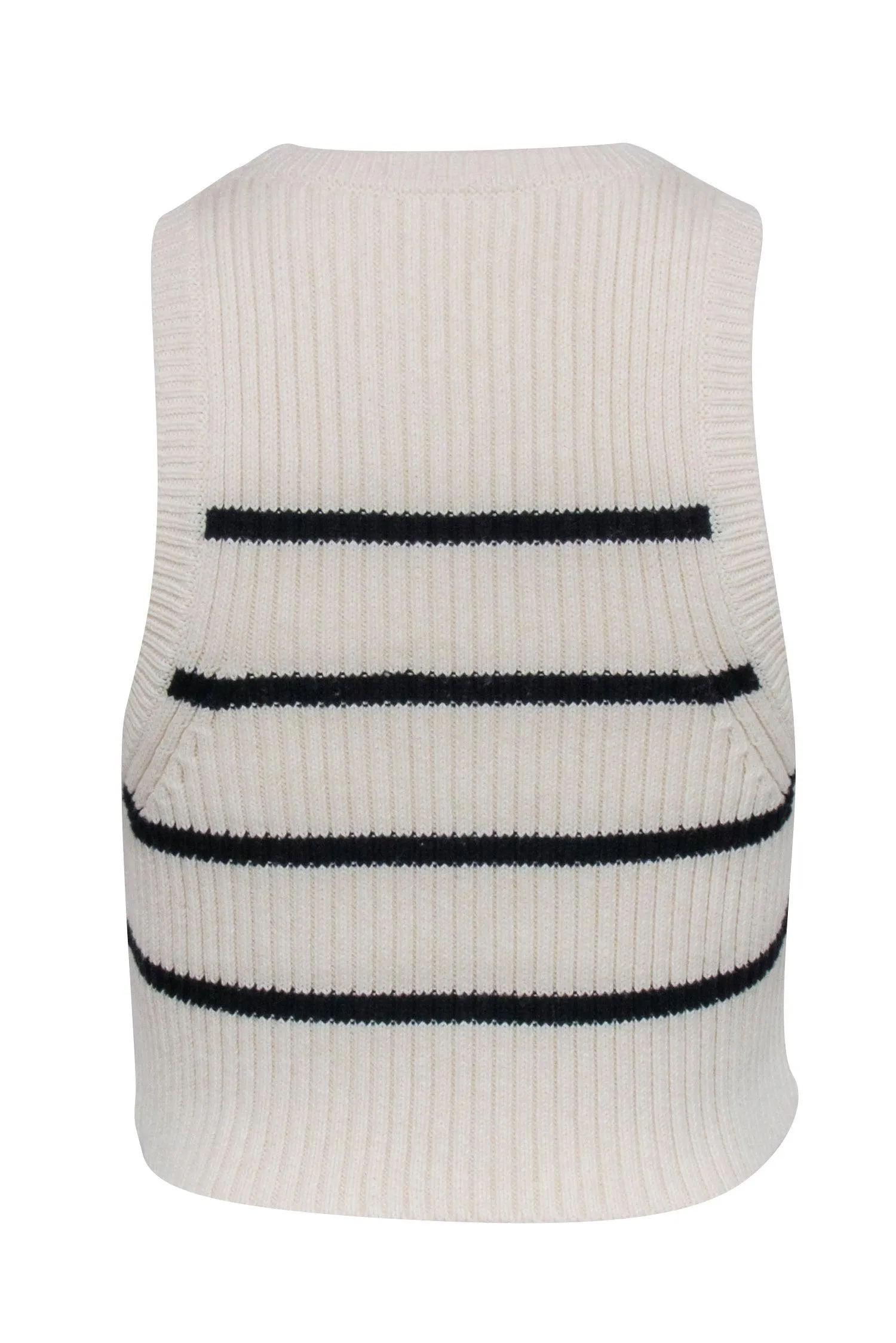 Apiece Apart - Cream & Black Stripe Knit Sleeveless Top Sz M