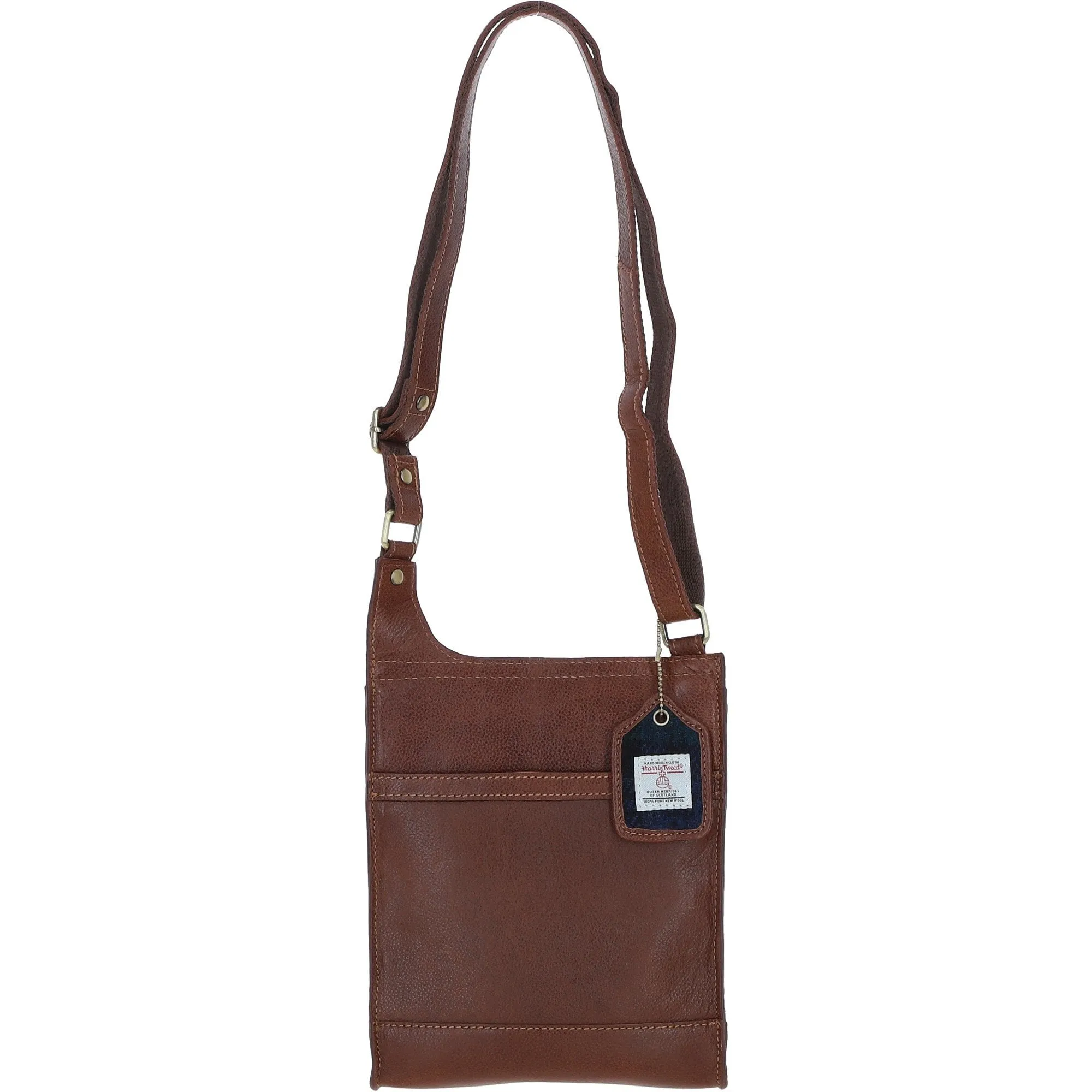 Ashwood Leather & Harris Tweed Crossbody Bag Tan/Watch: TW-24-04-TW