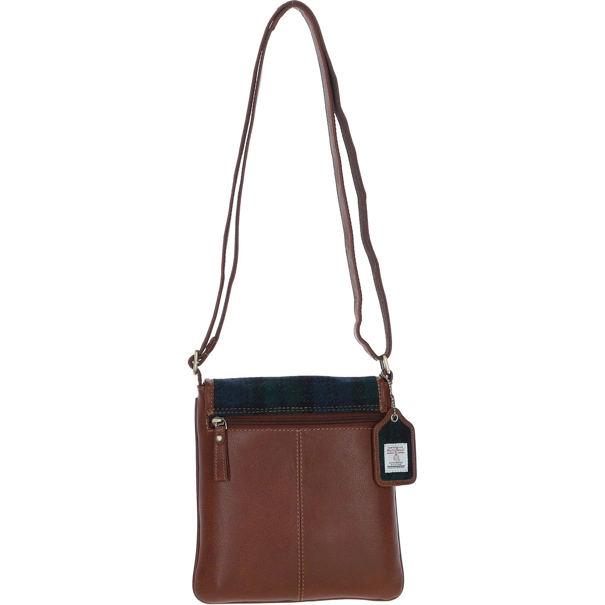 Ashwood Leather & Harris Tweed Twist Lock Crossbody Bag Tan/Watch: TW-31-04-TW