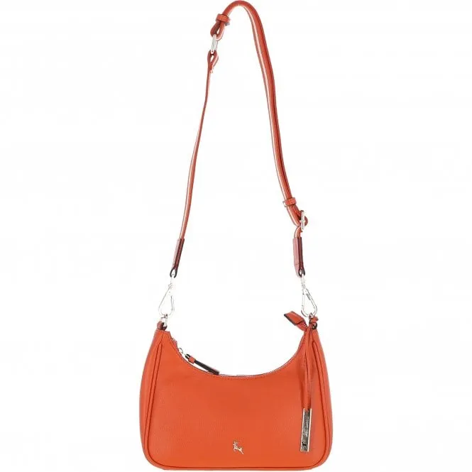 Ashwood Real Leather Crossbody Bag with Webbing Strap Mandarin: 64296