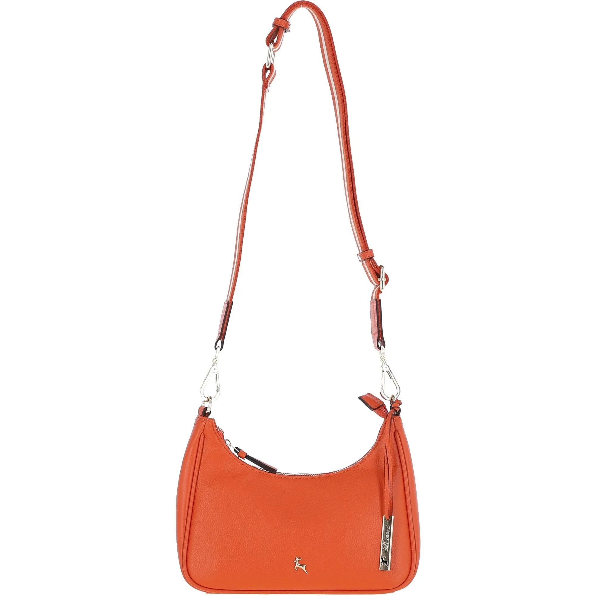 Ashwood Real Leather Crossbody Bag with Webbing Strap Mandarin: 64296