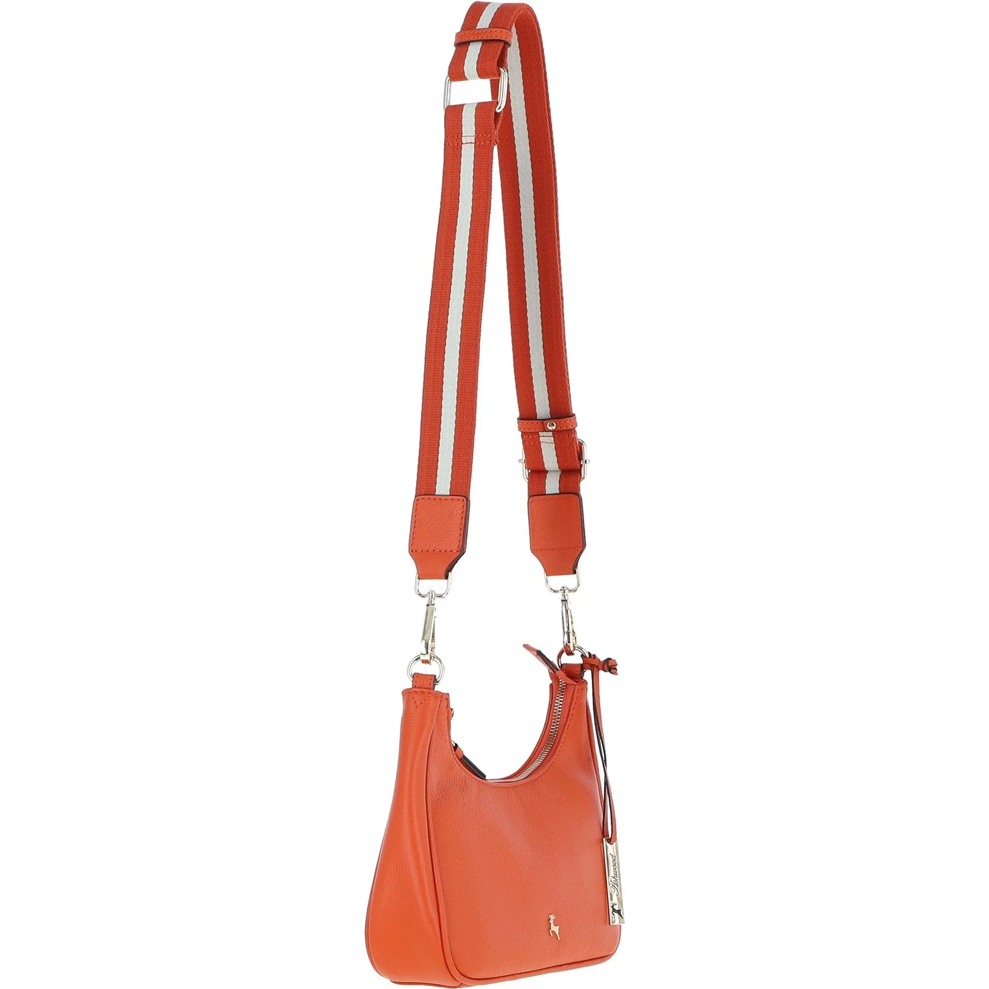 Ashwood Real Leather Crossbody Bag with Webbing Strap Mandarin: 64296