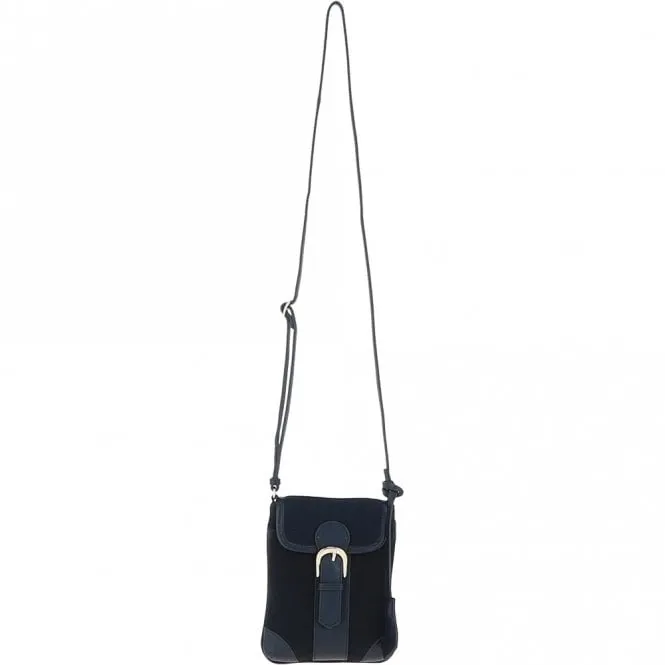 Ashwood Suede & Leather Small Crossbody Bag Navy: S-11