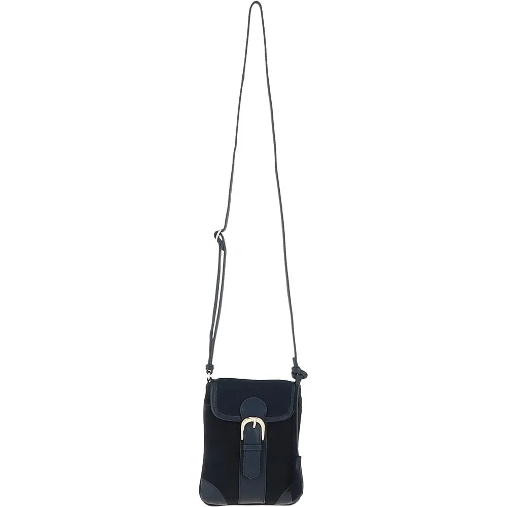 Ashwood Suede & Leather Small Crossbody Bag Navy: S-11