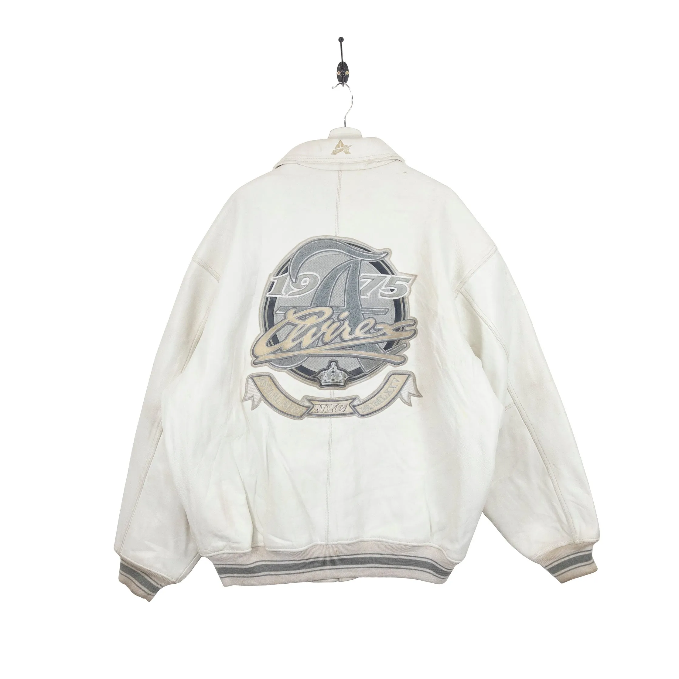 Avirex White Leather Bomber Jacket