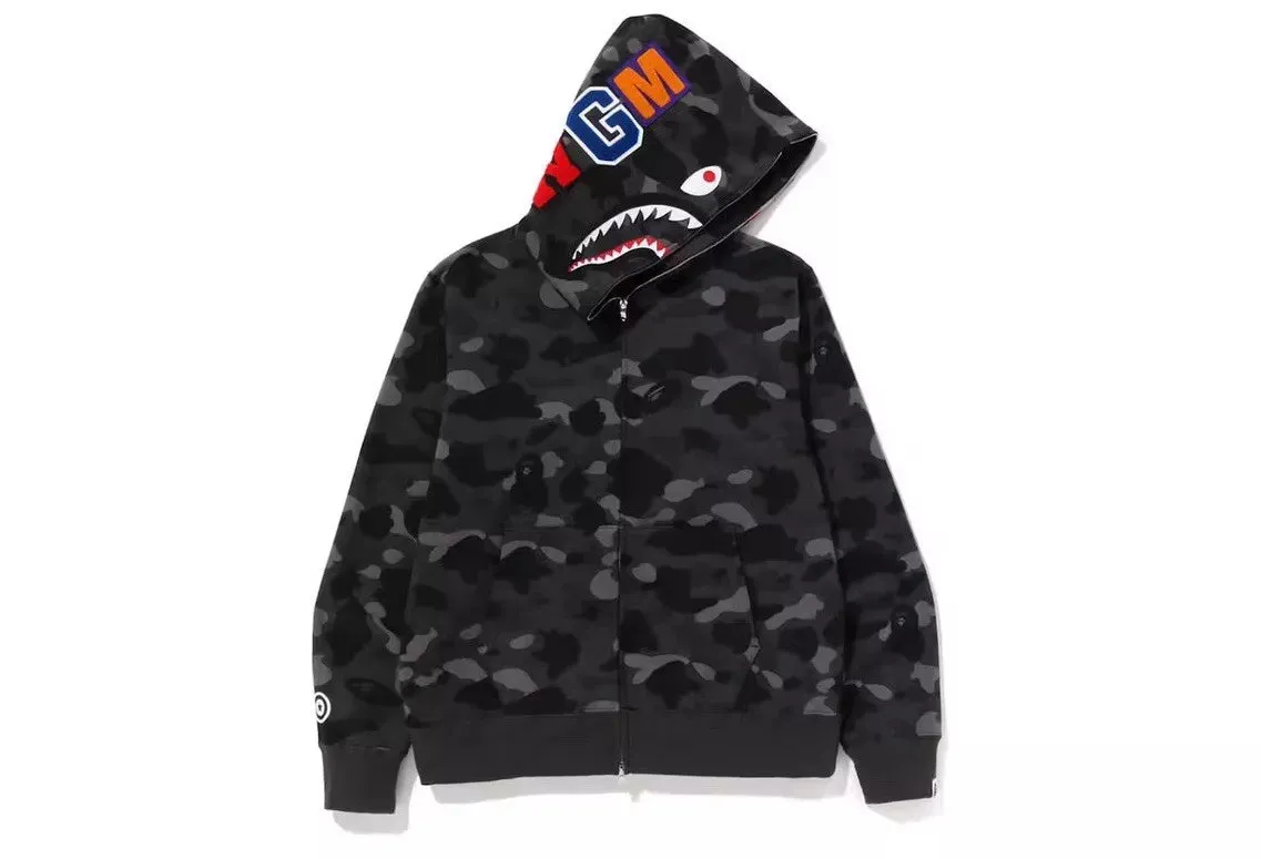 BAPE Big ABC Camo Shark Full Zip Hoodie Black