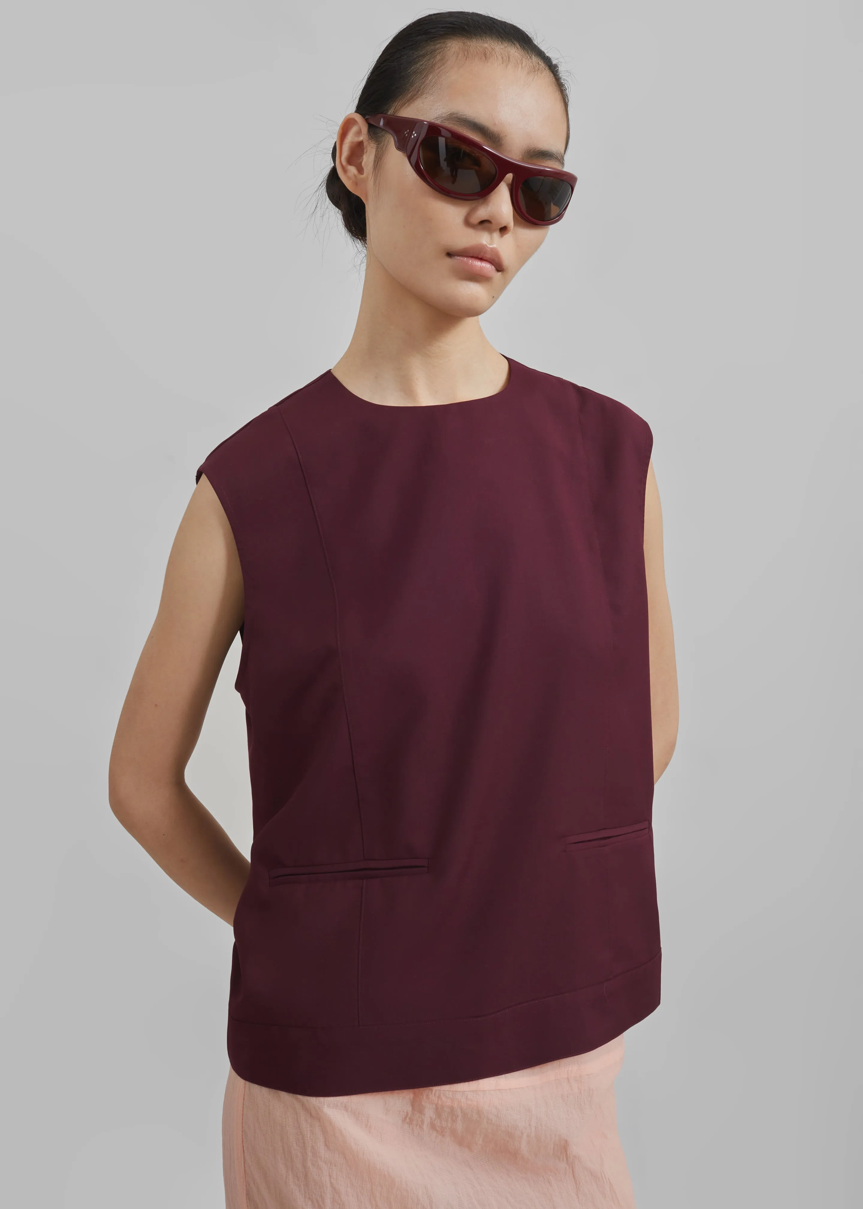 Beaune Sleeveless Top - Burgundy