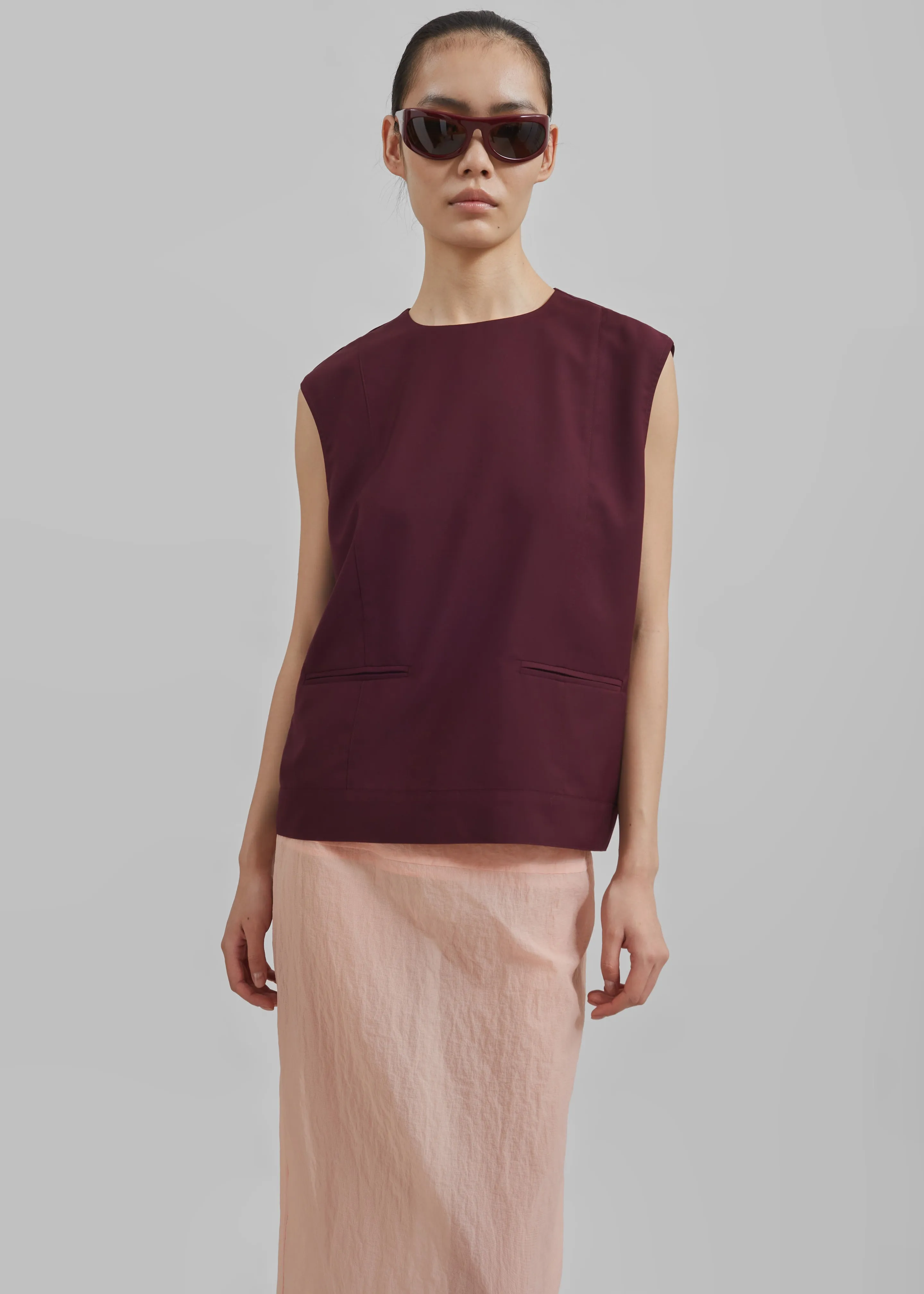 Beaune Sleeveless Top - Burgundy