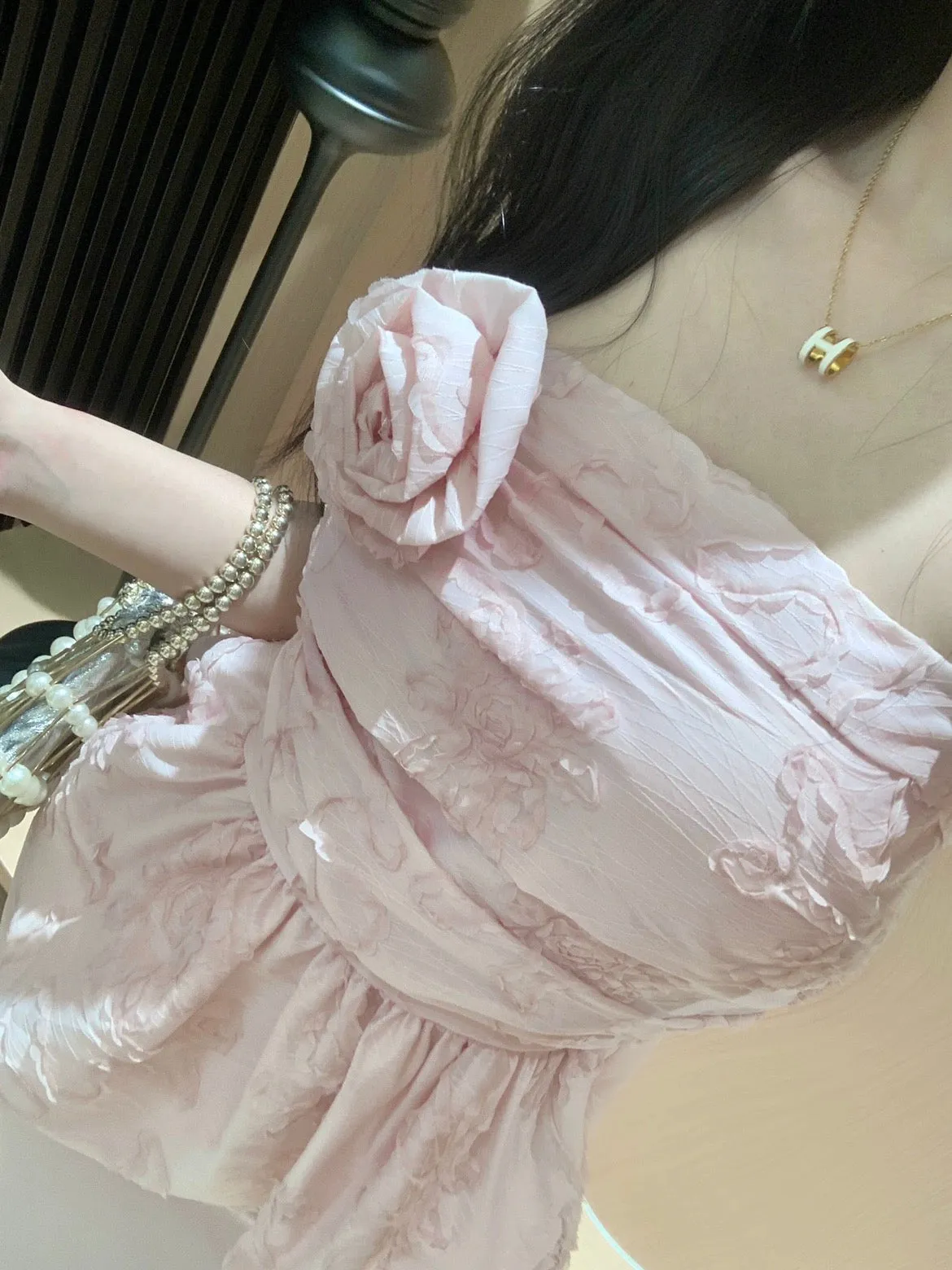 Beloved Daughter of Gold Hot Girl Sleeveless Tube Top Design Sensational Lace Pink Rose Hot Girl Waist Top for Women