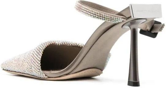 Benedetta Bruzziches Elena 95mm crystal mesh mules Neutrals