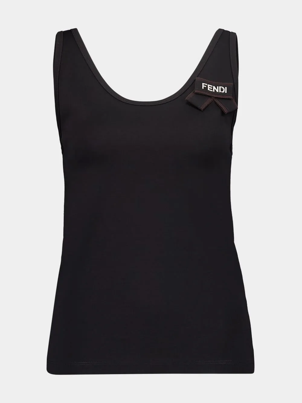 Black Cotton Sleeveless Top with Bow