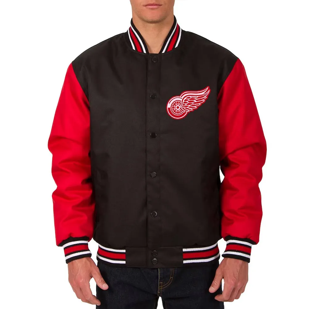 Black/Red Detroit Red Wings Two Hit Poly Twill Jacket