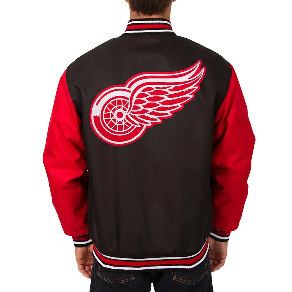 Black/Red Detroit Red Wings Two Hit Poly Twill Jacket