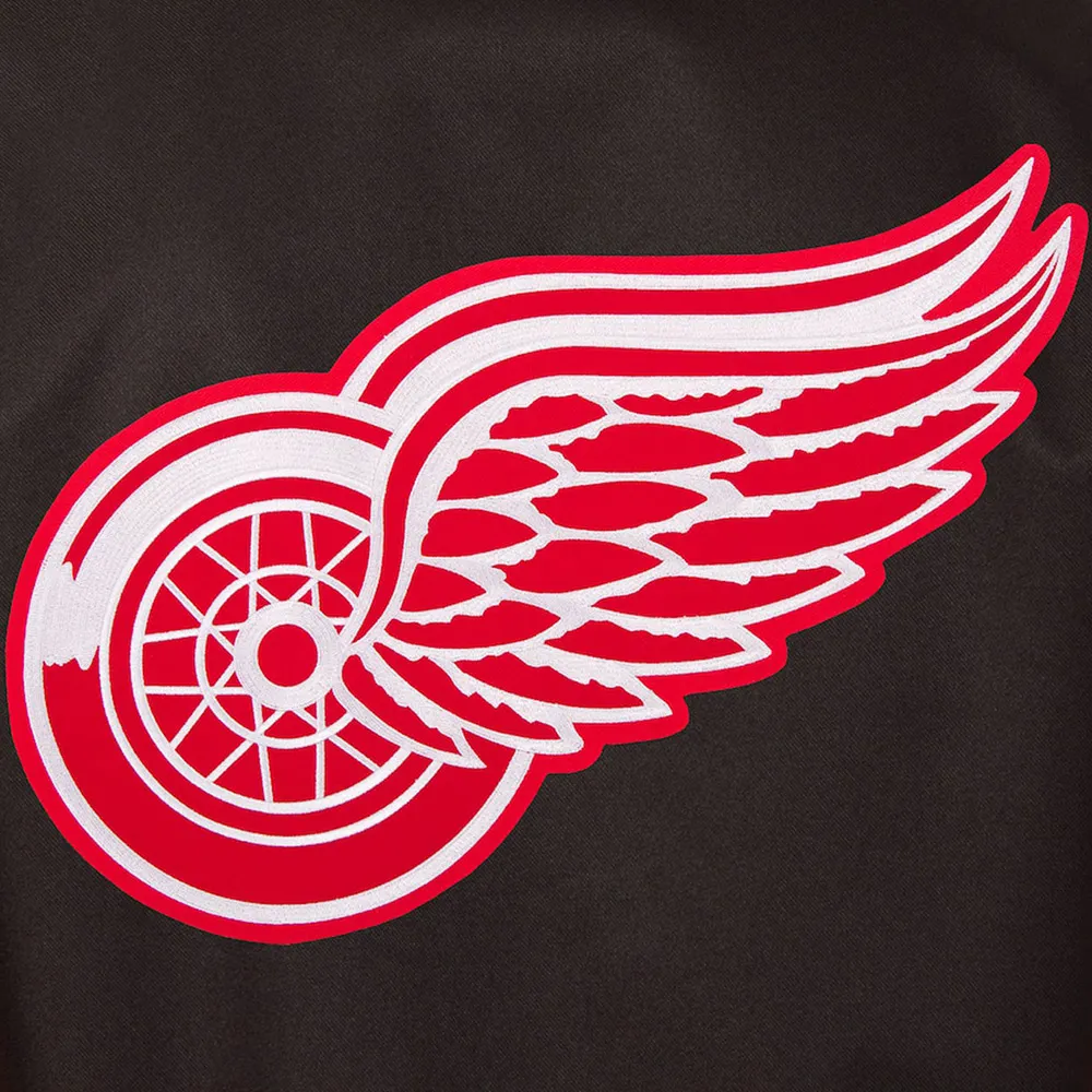 Black/Red Detroit Red Wings Two Hit Poly Twill Jacket