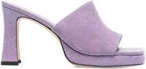 BY FAR 90mm suede mules Purple