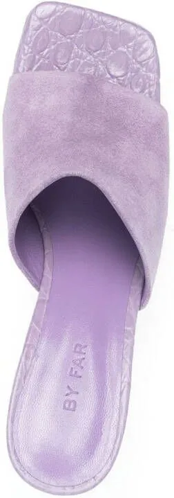 BY FAR 90mm suede mules Purple