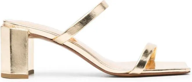 BY FAR Tanya 67mm metallic-effect leather mules Gold