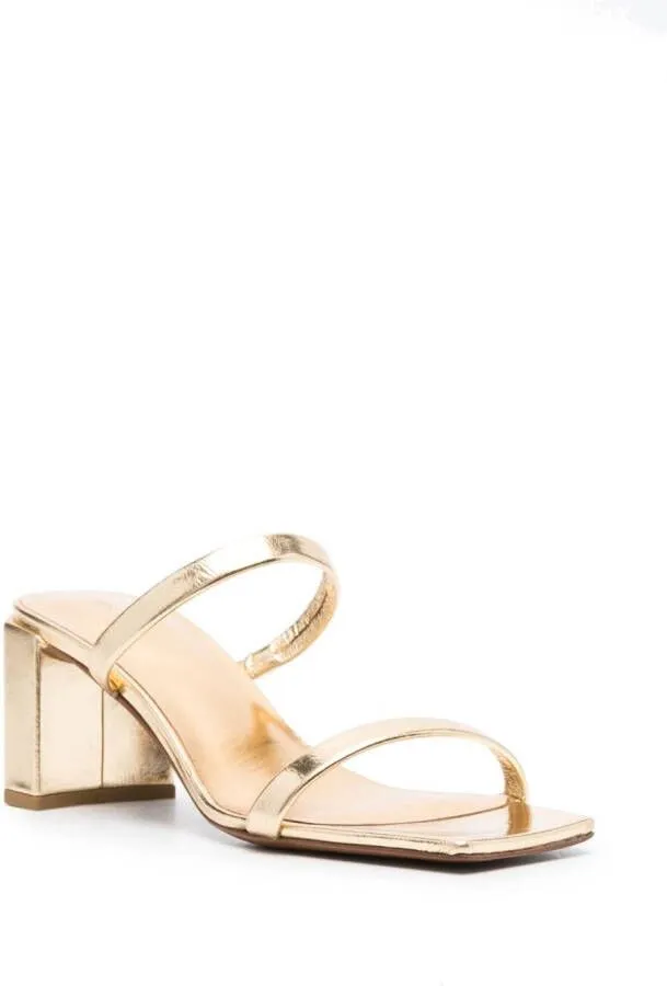 BY FAR Tanya 67mm metallic-effect leather mules Gold