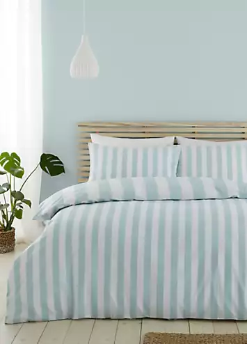 Catherine Lansfield Seafoam Cove Stripe Reversible Duvet Cover Set | Kaleidoscope