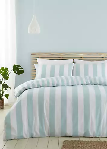 Catherine Lansfield Seafoam Cove Stripe Reversible Duvet Cover Set | Kaleidoscope