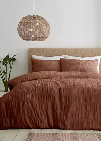 Catherine Lansfield Terracotta Seersucker Duvet Cover Set | Kaleidoscope