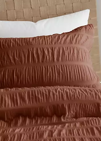 Catherine Lansfield Terracotta Seersucker Duvet Cover Set | Kaleidoscope