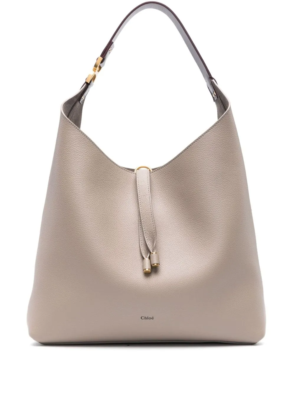 CHLO Soft Grey Crossbody Bag with Tassel Details and Iconic Metal Detail