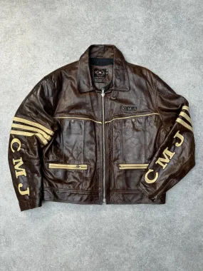 C.M.J Stitch-in Logo Two Tone Leather Racing Jacket