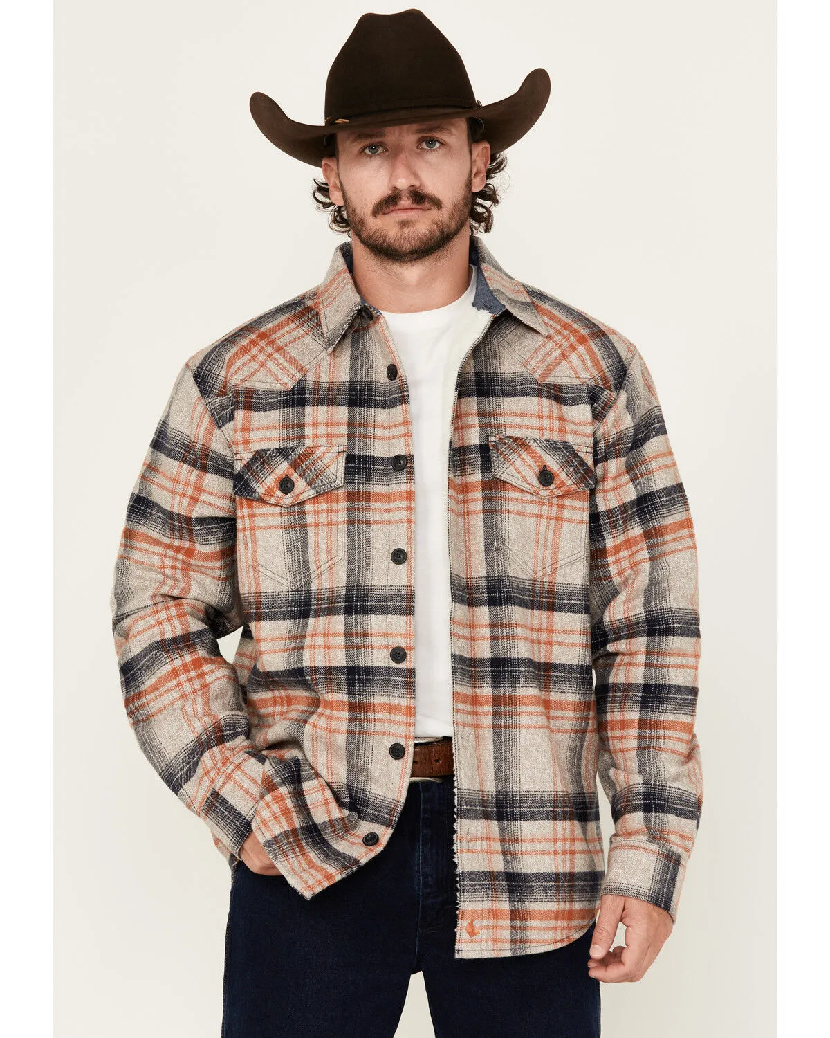 Cody James Men's Bandera Plaid Print Sherpa Lined Shirt Jacket