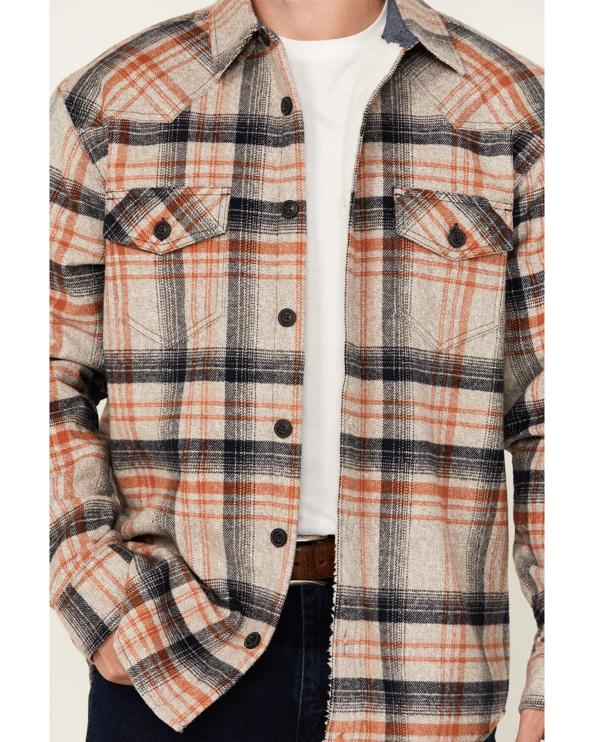 Cody James Men's Bandera Plaid Print Sherpa Lined Shirt Jacket