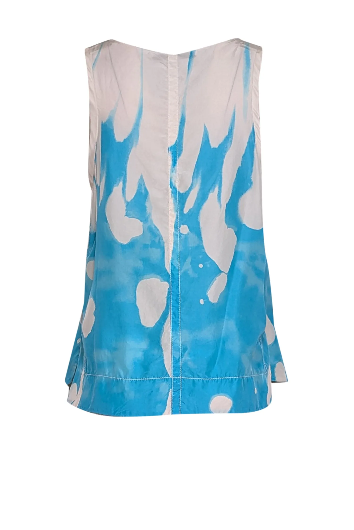 Diane von Furstenberg - Blue & White Tie Dye Print Sleeveless Top Sz 12